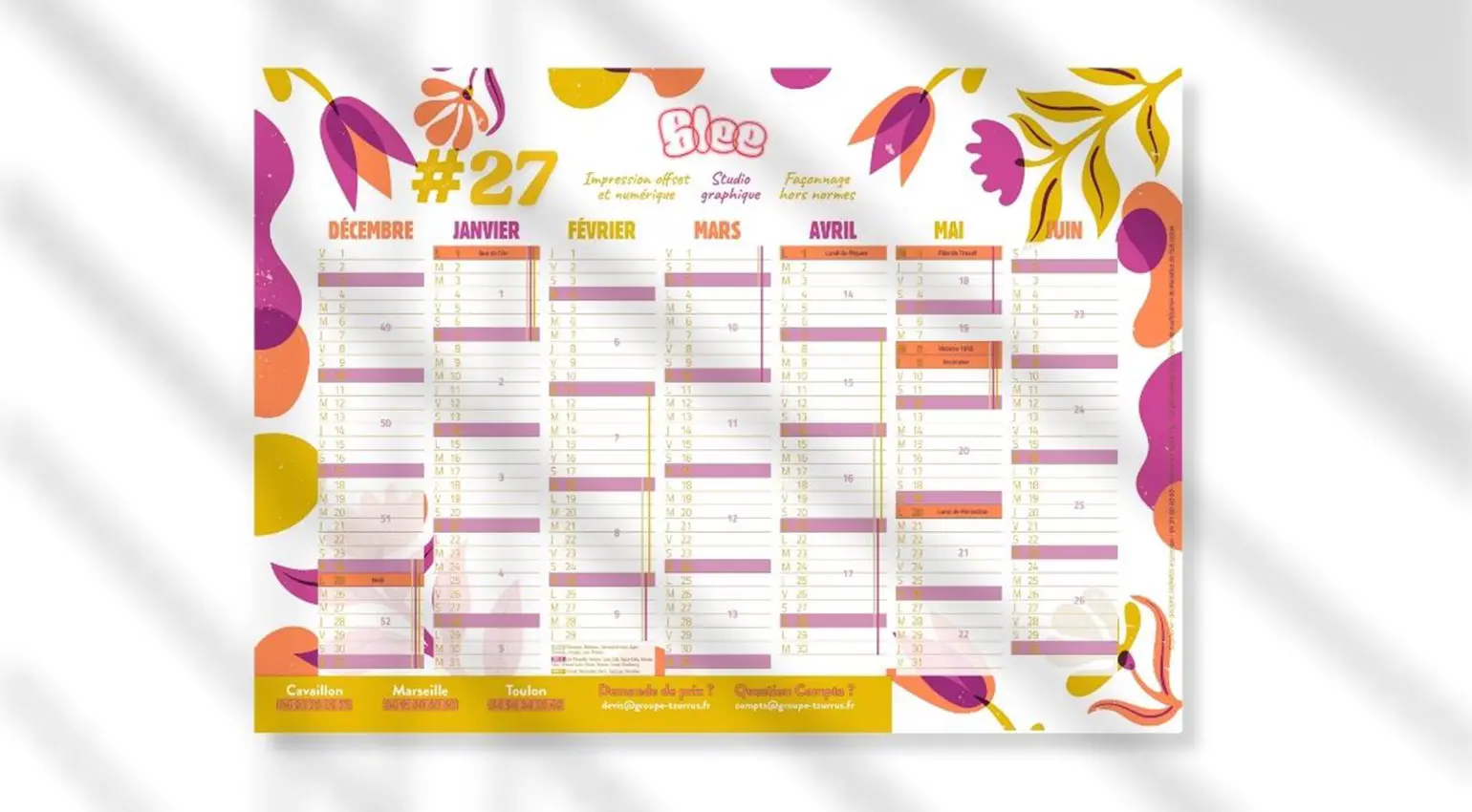 Calendrier mural personnalisé