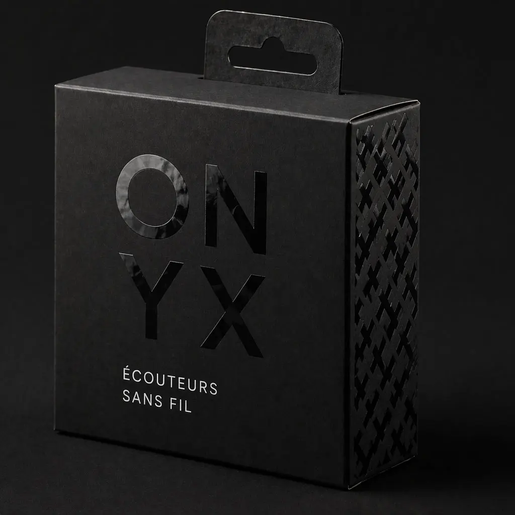 Packaging noir avec vernis sélectif
